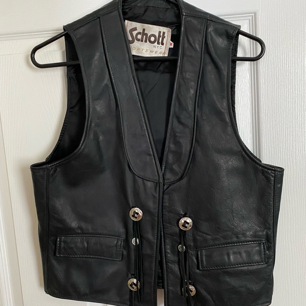 Vintage Schott Leather Gunfighter Motorcycle Vest